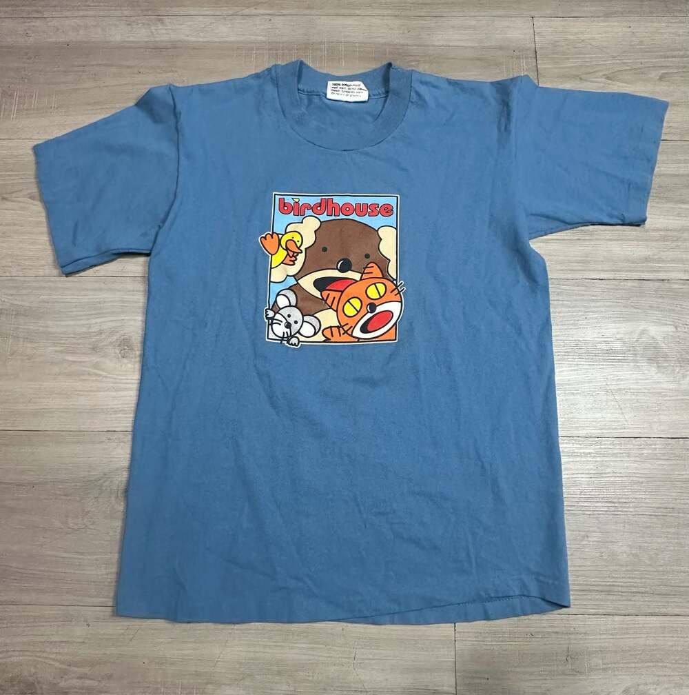 Vintage 90s Birdhouse Skateboards Graphic T-Shirt Blue Size M